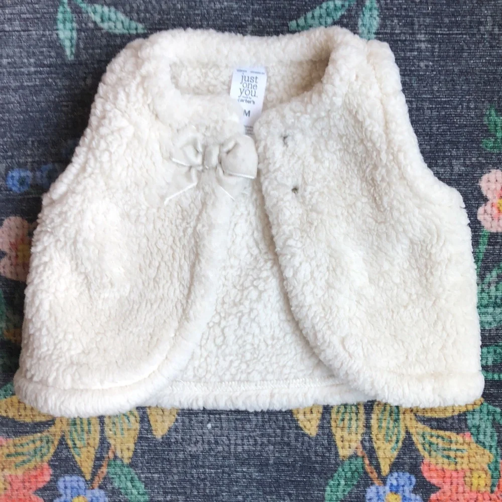 Carters Baby Girl Faux Fur Vest 3-Piece Set, Size 0-3 Months